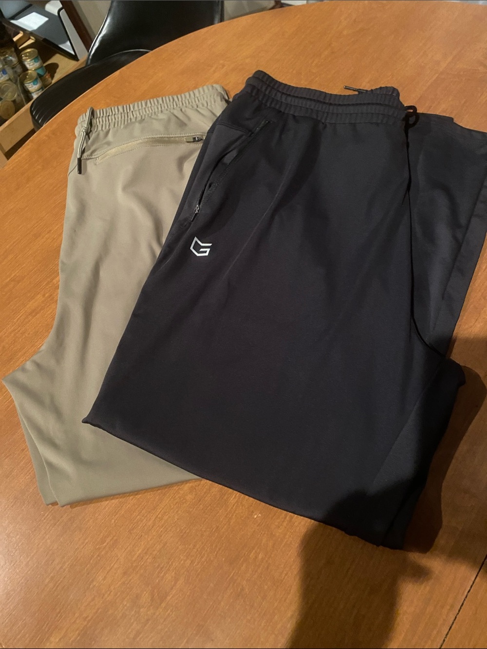 G Gradual Men's Athletic Pants Joggers in Black & Olive (Two Pairs - Size XXXL)